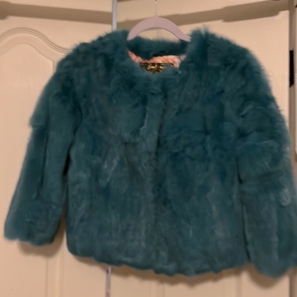 Green Rabbit Fur Coat. Small - Picture 4 of 5